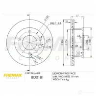 Тормозной диск FREMAX 2886125 bd0181 0 38IIB