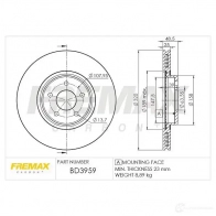 Тормозной диск FREMAX 2886810 BPM 3Q bd3959
