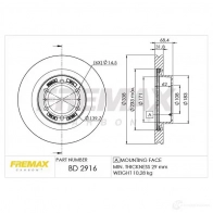 Тормозной диск FREMAX 2886569 2ND9 C bd2916