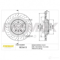 Тормозной диск FREMAX DGL 414I bd3613 Mercedes M-Class (W166) 3 Кроссовер 3.5 ML 350 4 matic (1657) 306 л.с. 2011 – 2015