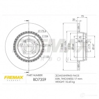 Тормозной диск FREMAX bd7359 2887571 5TTGQA F