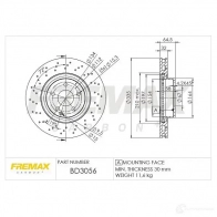 Тормозной диск FREMAX 2886610 LZ6H2 L bd3056