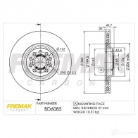 Тормозной диск FREMAX Audi A3 (8VA, F) 3 Спортбек 1.4 Tfsi E Tron 150 л.с. 2014 – 2024 AP JPYH bd6085