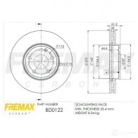 Тормозной диск FREMAX 2886119 TBP KRH4 bd0122