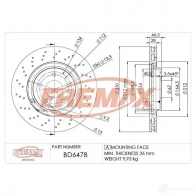 Тормозной диск FREMAX bd6478 DCL Z7EI 2887444