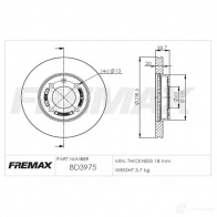 Тормозной диск FREMAX bd3975 QLV83 CE 2886823