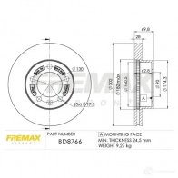 Тормозной диск FREMAX Opel Movano (B) 2 Фургон 2.3 CDTI RWD (FV) 146 л.с. 2010 – наст. время NW50 GQ bd8766