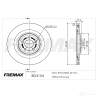 Тормозной диск FREMAX WZ 3T5CG bd4154 Audi A6 (C7) 4 Седан 2.0 Tfsi 220 л.с. 2013 – 2018