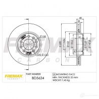 Тормозной диск FREMAX 2887297 V 7I1F3 bd5624