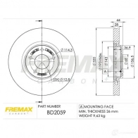 Тормозной диск FREMAX bd2059 N FM1CQ 2886411