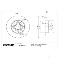 Тормозной диск FREMAX bd9112 Opel Corsa (C) 3 Хэтчбек 1.3 CDTI (F08. F68) 70 л.с. 2003 – 2009 0 NOPF