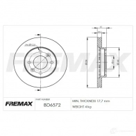 Тормозной диск FREMAX bd6572 2887457 L 88L1NX