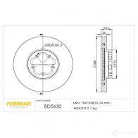 Тормозной диск FREMAX EI AWL3I 2887299 bd5630