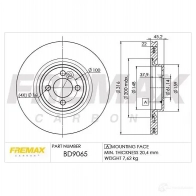 Тормозной диск FREMAX BB 65E 2887739 bd9065