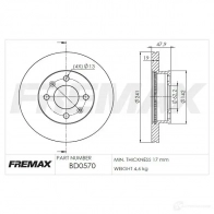 Тормозной диск FREMAX bd0570 C 1N9Q8 2886185