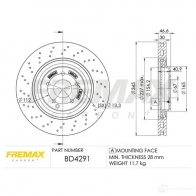 Тормозной диск FREMAX 3IK1V W 2886953 bd4291