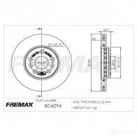Тормозной диск FREMAX GZCR H9 bd4294 2886955