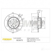Тормозной диск FREMAX 2886421 SOS CGV bd2072