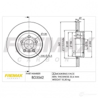 Тормозной диск FREMAX Bmw 5 Gran Turismo FR 0W6 bd3562