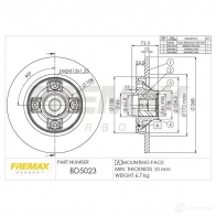 Тормозной диск FREMAX 2887108 bd5023 09 FPUHK