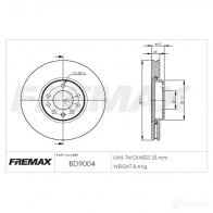 Тормозной диск FREMAX 1 8Q28 bd9004 2887713