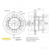 Тормозной диск FREMAX bd8771 2887696 H 3JFXV
