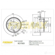 Тормозной диск FREMAX 2887534 C1XU PRY bd7083