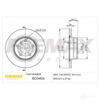 Тормозной диск FREMAX bd3406 0W8Y GV Bmw 1 (E81) 1 Хэтчбек 3 д 2.0 116 d 90 л.с. 2011 – 2011