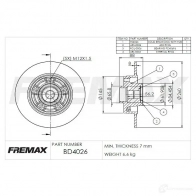 Тормозной диск FREMAX bd4026 1Z N9QUM 2886840 - Изображение 2