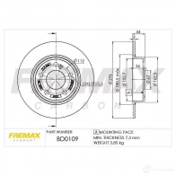 Тормозной диск FREMAX bd0109 DAKZ 4 2886107