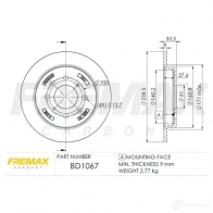 Тормозной диск FREMAX 2886261 bd1067 EBNMO7 E