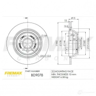 Тормозной диск FREMAX RQR OG4 bd9078 2887744
