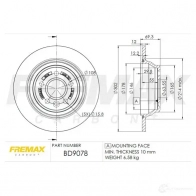 Тормозной диск FREMAX RQR OG4 bd9078 Volvo XC70 2 (136) Универсал