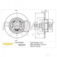Тормозной диск FREMAX 2887001 bd4623 N4 T4S