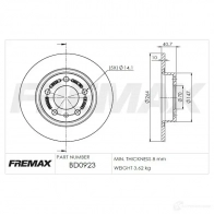Тормозной диск FREMAX bd0923 JUU9DD U 2886234