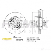 Тормозной диск FREMAX 8FJ VO 2886551 bd2894