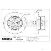 Тормозной диск FREMAX bd2888 Q EN7D 2886545