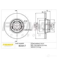 Тормозной диск FREMAX 1P YQV bd3417 2886717