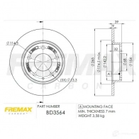 Тормозной диск FREMAX 2886768 VXD2NB V bd3564
