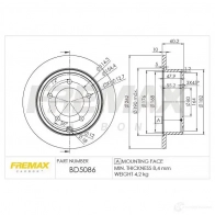 Тормозной диск FREMAX 7ZJ0 P bd5086 2887134