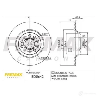 Тормозной диск FREMAX bd5642 5U 6SQ Audi Q3 (8UB, G) 1 Кроссовер 2.0 Tdi 120 л.с. 2015 – 2018