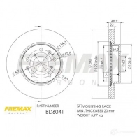 Тормозной диск FREMAX 2887353 Z 5XAP bd6041