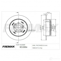 Тормозной диск FREMAX 2886543 bd2886 844 JPVP
