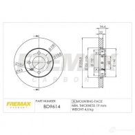 Тормозной диск FREMAX 2887787 bd9614 I MH8TU