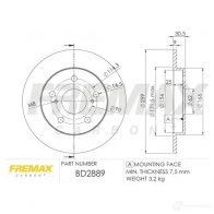 Тормозной диск FREMAX 2886546 G5 GC2 bd2889