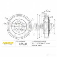 Тормозной барабан FREMAX X 95HCFP bd5638 2887305