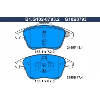 Тормозные колодки дисковые, комплект GALFER 1440635743 B1.G102-0793.2 FV40 EZ
