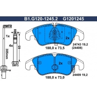 Тормозные колодки дисковые, комплект GALFER WPVH B2 B1.G120-1245.2 Audi Q5 (8RB) 1 Кроссовер 2.0 Tdi Quattro 163 л.с. 2008 – 2025