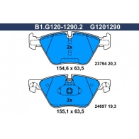 Тормозные колодки дисковые, комплект GALFER B1.G120-1290.2 YY3 KIR3 1440635763