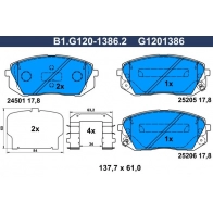 Тормозные колодки дисковые, комплект GALFER GE DYV2 B1.G120-1386.2 1440635771